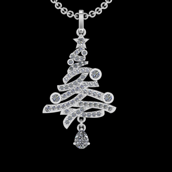 1.94 Ctw VS/SI1 Diamond 10k white Gold Christmas Theme Pandant (ALL DIAMOND ARE LAB GROWN )