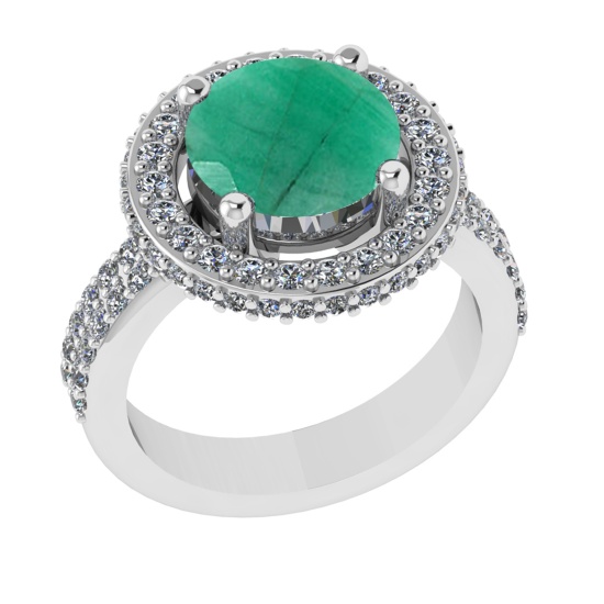 1.07 Ctw VS/SI1 Emerald and Diamond 14k white Gold Engagement Ring (ALL DIAMOND ARE LAB GROWN)