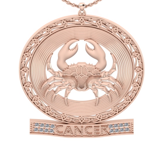 0.08 Ctw VS/SI1 Diamond 14K Rose Gold Cancer zodiac sign theme Necklace (ALL DIAMOND ARE LAB GROWN )