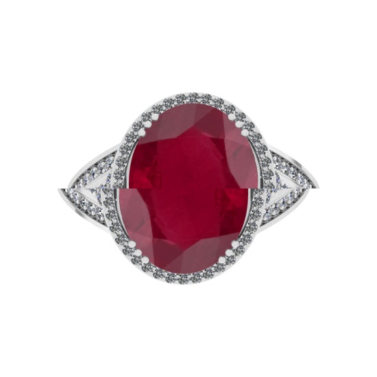 5.60 Ctw VS/SI1 Ruby And Diamond 14k White Gold Engagement Ring (ALL DIAMOND ARE LAB GROWN)