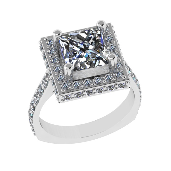 3.21 Ctw VS/SI1 Diamond 14k White Gold Engagement Ring (ALL DIAMOND ARE LAB GROWN )