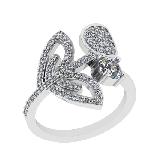 1.02 Ctw SI2/SI1 Diamond Prong Set 14k white Gold Engagement Ring (ALL DIAMOND ARE LAB GROWN) (ALL D