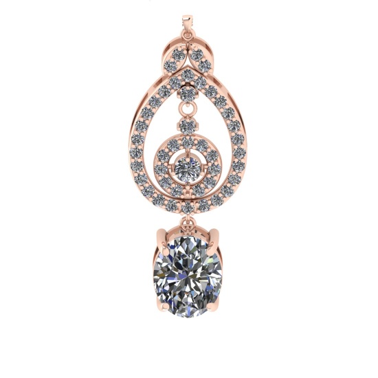 6.87 Ctw VS/SI1 Diamond Prong Set 14K Rose Gold Pandant (ALL DIAMOND ARE LAB GROWN) (ALL DIAMOND ARE