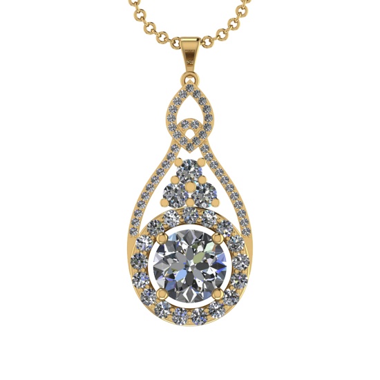 5.47 Ctw VS/SI1 Diamond 14K Yellow Gold Pendant Necklace (ALL DIAMOND ARE LAB GROWN )
