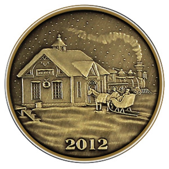 Christmas 2012 Bronze Round X-10 Train Depot (with ornament holder)
