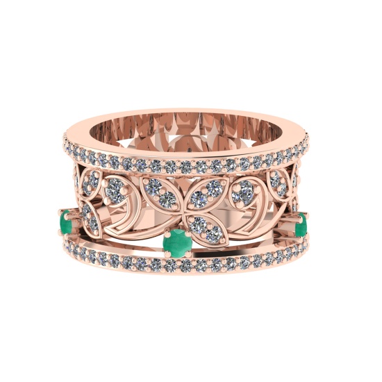 1.79 Ctw VS/SI1 Emerald and Diamond 14k Rose Gold Engagement Ring (ALL DIAMOND ARE LAB GROWN) (ALL D