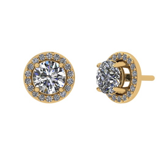 1.18 Ctw VS/SI1 Diamond 14k Yellow Gold Stud Earrings (ALL DIAMOND ARE LAB GROWN)