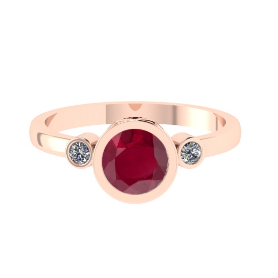 0.91 Ctw VS/SI1 Ruby and Diamond 14k Rose Gold Engagement Ring (ALL DIAMOND ARE LAB GROWN) (ALL DIAM