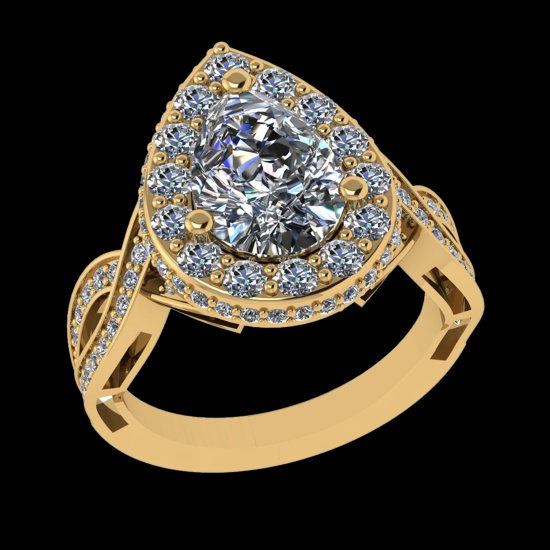 3.99 Ctw VS/SI1 Diamond 10K Yellow Gold Engagement Ring (ALL DIAMOND ARE LAB GROWN ) (ALL DIAMOND AR