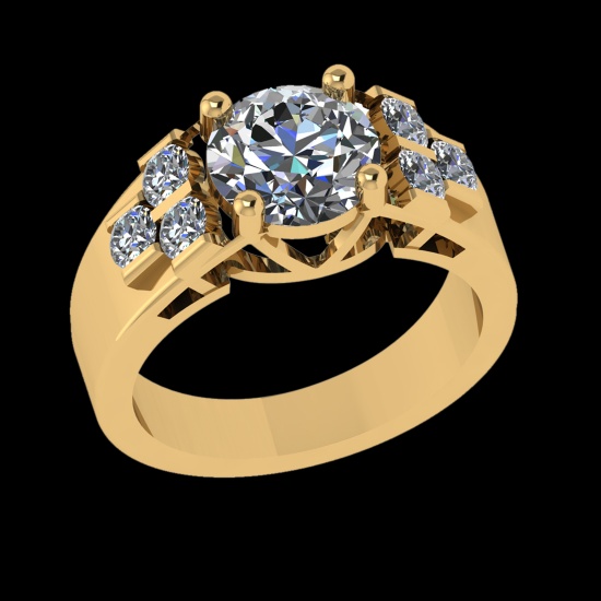 2.66 Ctw VS/SI1 Diamond 10k Yellow Gold Engagement Ring (ALL DIAMOND ARE LAB GROWN)