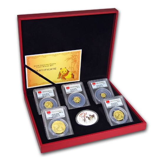 2015 China 5-Coin Gold Panda Prestige Set MS-70 PCGS First Strike