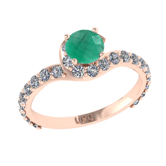 1.67 Ctw VS/SI1 Emerald and Diamond 14k Rose Gold Engagement Ring (ALL DIAMOND ARE LAB GROWN) (ALL D