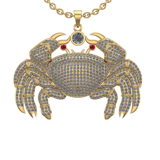 8.32 Ctw VS/SI1 Diamond 10K Yellow Gold Spider Pendant (ALL DAMONDS ARE LAB GROWN)
