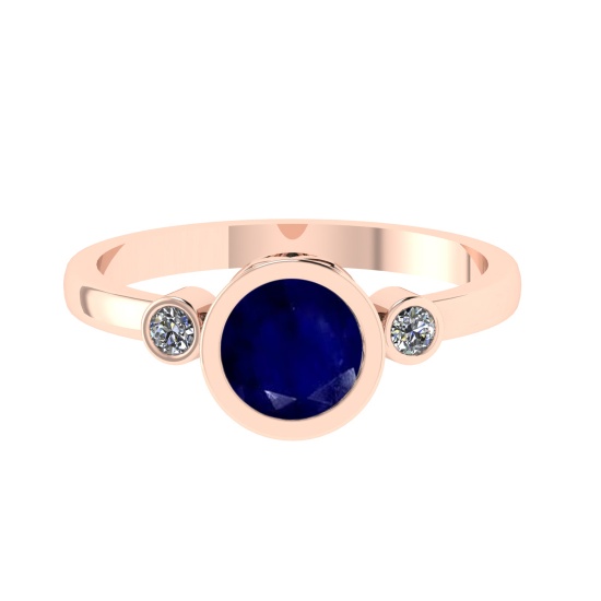0.91 Ctw VS/SI1 Blue Sapphire and Diamond 14k Rose Gold Engagement Ring (ALL DIAMOND ARE LAB GROWN)