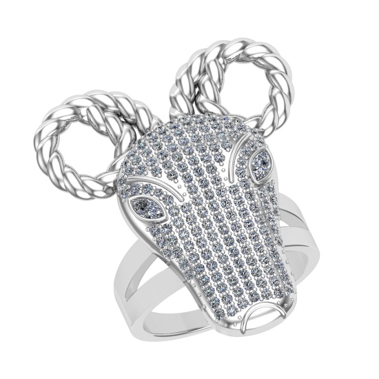 1.42 CtwVS/SI1 Diamond 14K White Gold Animal theme Ring