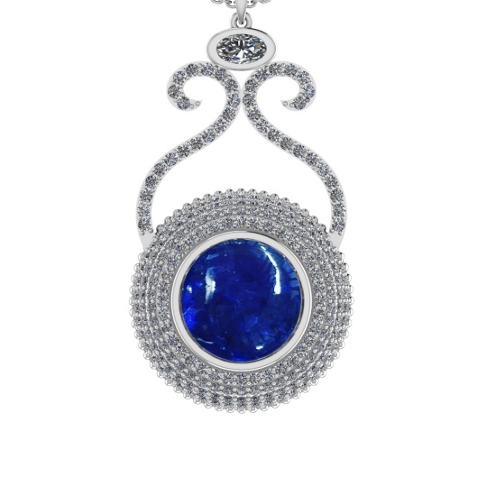 10.51 Ctw SI1/SI2 Tanzanite and Diamond 14k white Gold Pandant (ALL DIAMOND ARE LAB GROWN) ( (ALL DI