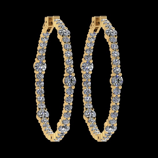 2.08 Ctw VS/SI1 Diamond 14K Yellow Gold Hoop Earrings (ALL DIAMOND ARE LAB GROWN )