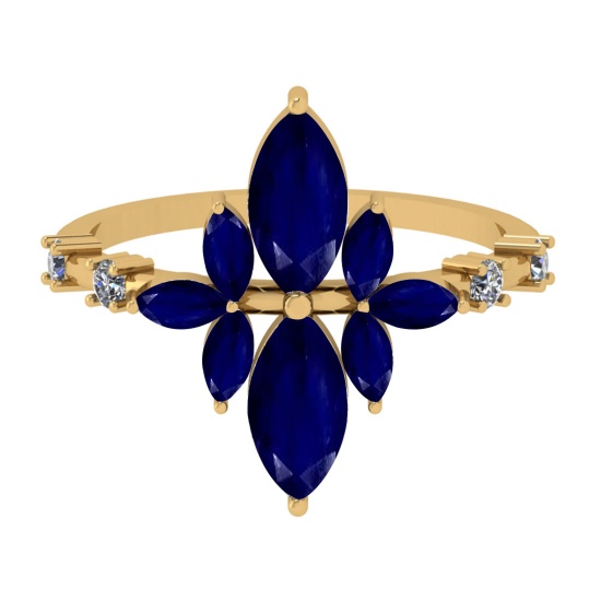 1.75 Ctw VS/SI1 Blue Sapphire And Diamond 14K Rose Gold Cocktail Ring