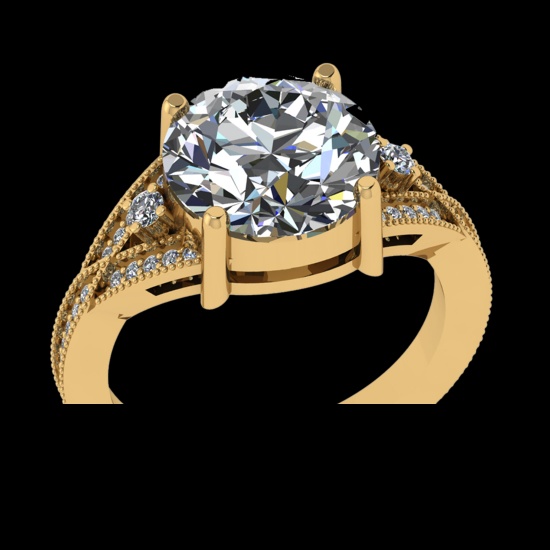 4.26 Ctw VS/SI1 Diamond 10k Yellow Gold Engagement Ring (ALL DIAMOND ARE LAB GROWN)