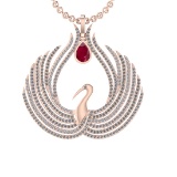 7.52 Ctw VS/SI1 Ruby and Diamond 14K Rose Gold Pendant (ALL DIAMOND ARE LAB GROWN)