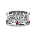 1.79 Ctw VS/SI1 Ruby and Diamond 14k white Gold Engagement Ring (ALL DIAMOND ARE LAB GROWN) (ALL DIA