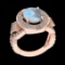 6.37 Ctw VS/SI1 Rainbow Moonstone And Diamond 14K Rose Gold Engagement Ring( ALL DIAMOND ARE LAB GRO