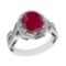 2.90 Ctw VS/SI1 Ruby and Diamond 14K White Gold Vintage Style Ring (ALL DIAMOND ARE LAB GROWN DIAMON