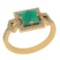 1.34 Ctw VS/SI1 Emerald And Diamond 14K Yellow Gold Wedding Halo Ring