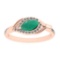 0.57 Ctw VS/SI1 Emerald And Diamond 14K Rose Gold Engagement Ring