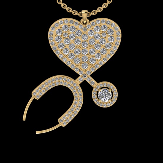 2.40 Ctw VS/SI1 Diamond 10K Yellow Gold Veterinary Doctor theme Pendant (ALL DIAMOND ARE LAB GROWN )