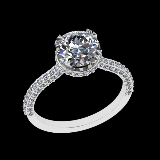 2.47 Ctw VS/SI1 Diamond Prong Set 10K White Gold Engagement Ring (ALL DIAMOND ARE LAB GROWN)