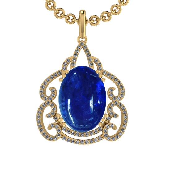 21.77 Ctw VS/SI1 Tanzanite and Diamond 14K White Gold Pendant