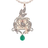 4.41 Ctw VS/SI1 Emerald and Diamond Prong Set 14K Rose Gold Pendant (ALL DIAMOND ARE LAB GROWN) (ALL