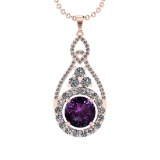 27.11 Ctw VS/SI1 Amethyst and Diamond 14K Rose Gold Pendant (ALL DIAMOND ARE LAB GROWN )