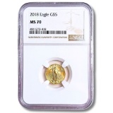 Certified American $5 Gold Eagle 2018 MS70 NGC