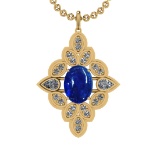 13.55 Ctw VS/SI1 Tanzanite and Diamond 14K Yellow Gold Pendant