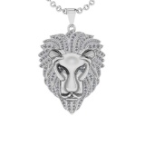 1.65 Ctw VS/SI1 Diamond 14K White Gold Lion Necklace(ALL DIAMOND ARE LAB GROWN )