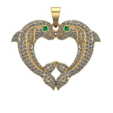 2.50 Ctw VS/SI1 Diamond 14k Yellow Gold Fish Pendant (ALL DIAMOND ARE LAB GROWN )