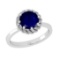 2.25 Ctw VS/SI1 Blue sapphire and Diamond Prong Set 14K White Gold Engagement Ring