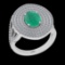 3.13 Ctw VS/SI1 Emerald and Diamond 14K White Gold Engagement Halo ring (ALL DIAMOND ARE LAB GROWN )