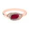 0.57 Ctw VS/SI1 Ruby And Diamond 14K Rose Gold Engagement Ring