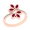 0.72 Ctw VS/SI1 Ruby And Diamond 14K Rose Gold Bypass Ring