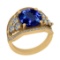 6.51 Ctw VS/SI1 Tanzanite And Diamond 18k Yellow Gold Cocktail Ring
