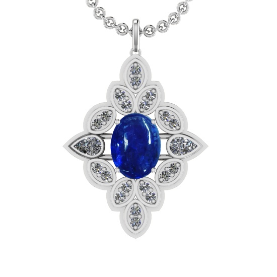 13.55 Ctw VS/SI1 Tanzanite and Diamond 14K White Gold Pendant