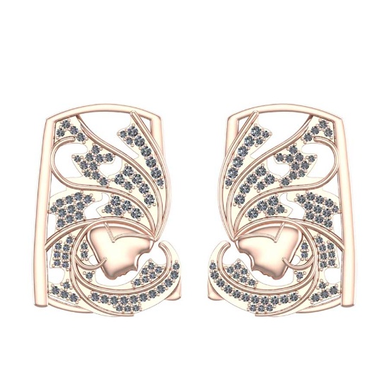 1.24 Ctw SI2/I1 Diamond 14K Rose Gold Antique style stud Earrings