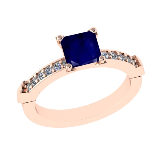 1.46 Ctw VS/SI1 Blue Sapphire and Diamond 14k Rose Gold Engagement Ring