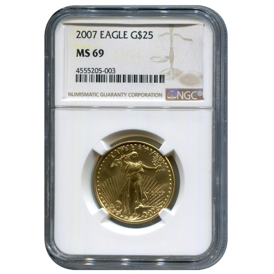 Certified American $25 Gold Eagle 2007 MS69 NGC