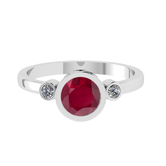 0.91 Ctw VS/SI1 Ruby and Diamond 14k white Gold Engagement Ring (ALL DIAMOND ARE LAB GROWN) (ALL DIA