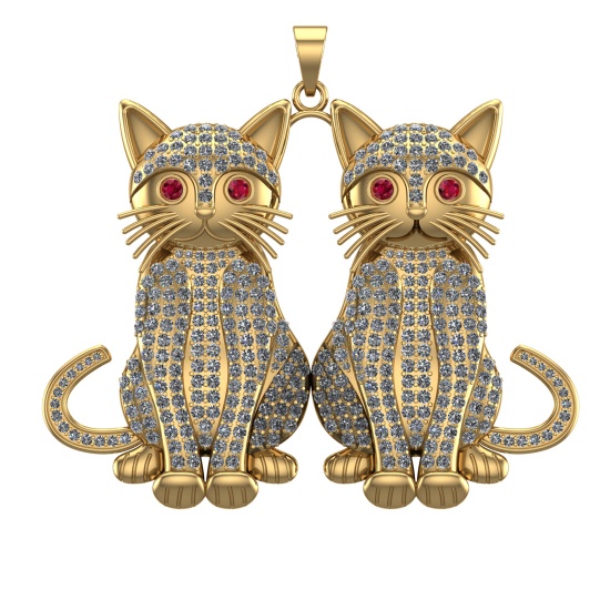 7.10 Ctw VS/SI1 Diamond 14k Yellow Gold Creature theme Pendant (ALL DIAMOND ARE LAB GROWN )