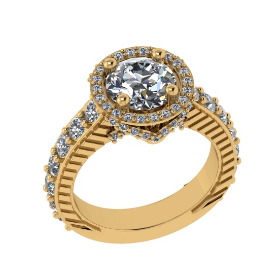 3.62 Ctw VS/SI1 Diamond 14k Yellow Gold Hiden Halo Engagement Ring (ALL DIAMOND ARE LAB GROWN ) (ALL